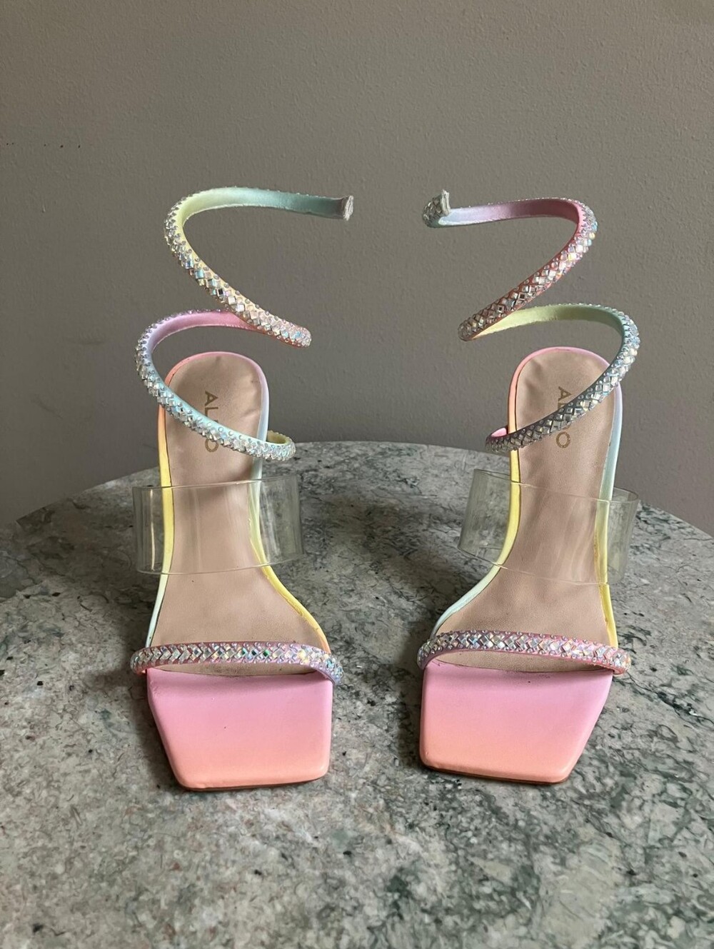 ALDO Pink Iridescent Spiral Strap Sandals